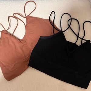 Black and Brown Strappy Bralette Set